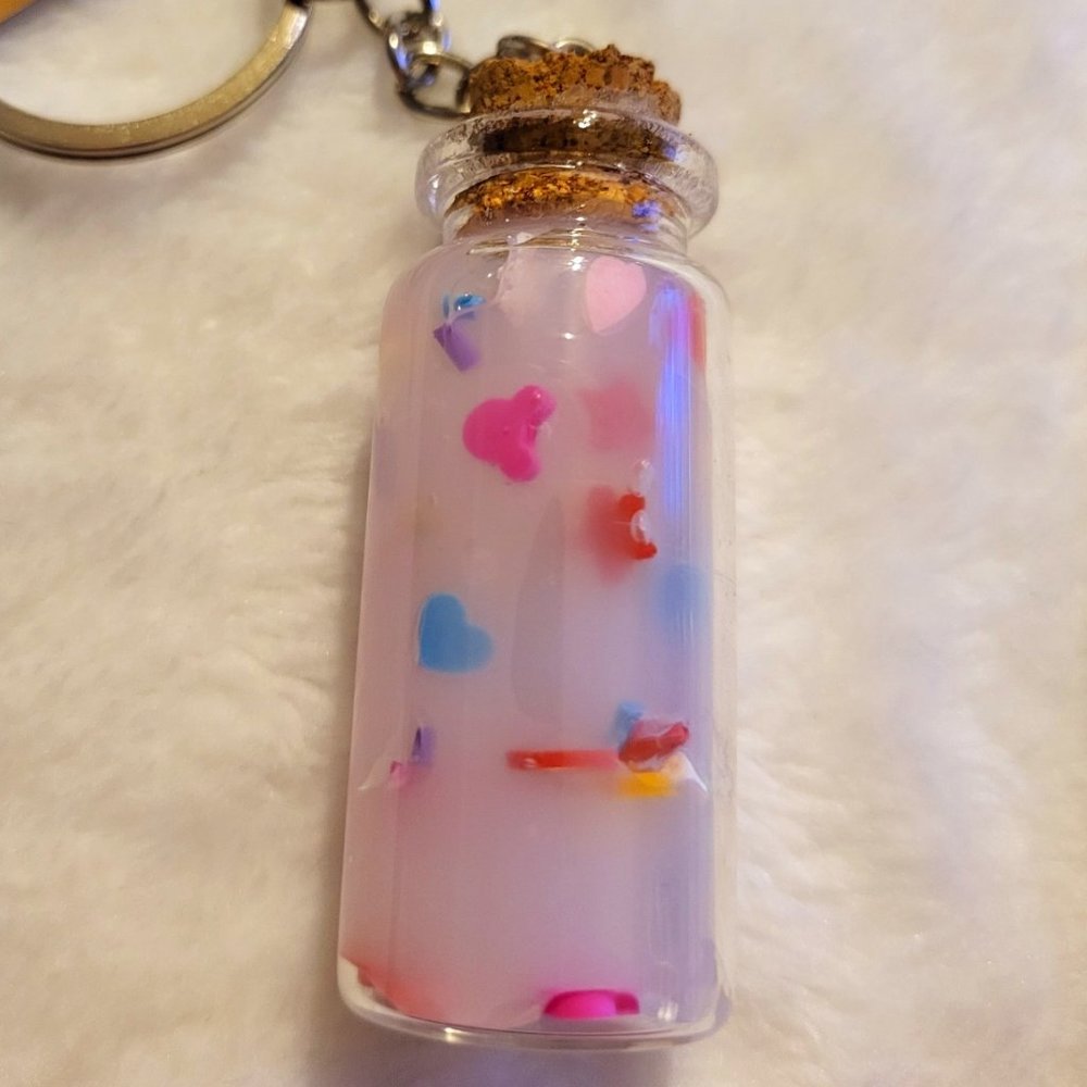 Good luck in love heart jar keychain
